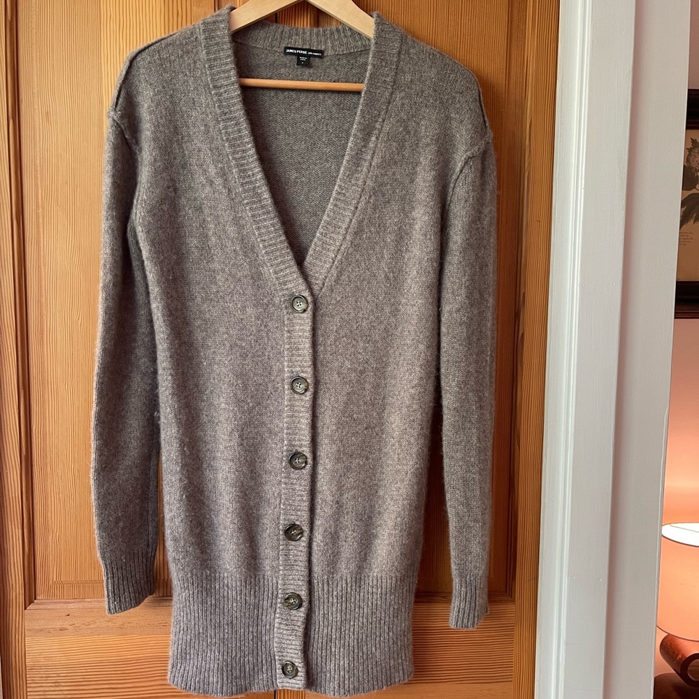 James Perse Heather Gray Heavyweight Cashmere Cardigan Sweater